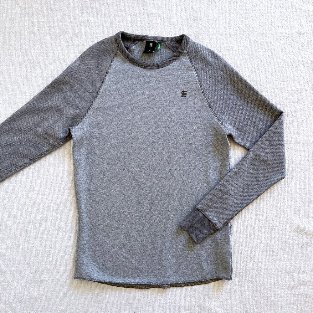 G-Star Raw Men's Jirgi Gray Raglan Sleeve Crewneck Sweatshirt Size Medium